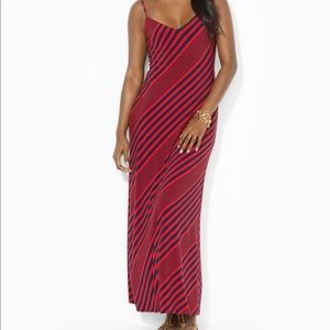 Ralph Lauren Diagonal Stripe Spaghetti Strap Maxi
